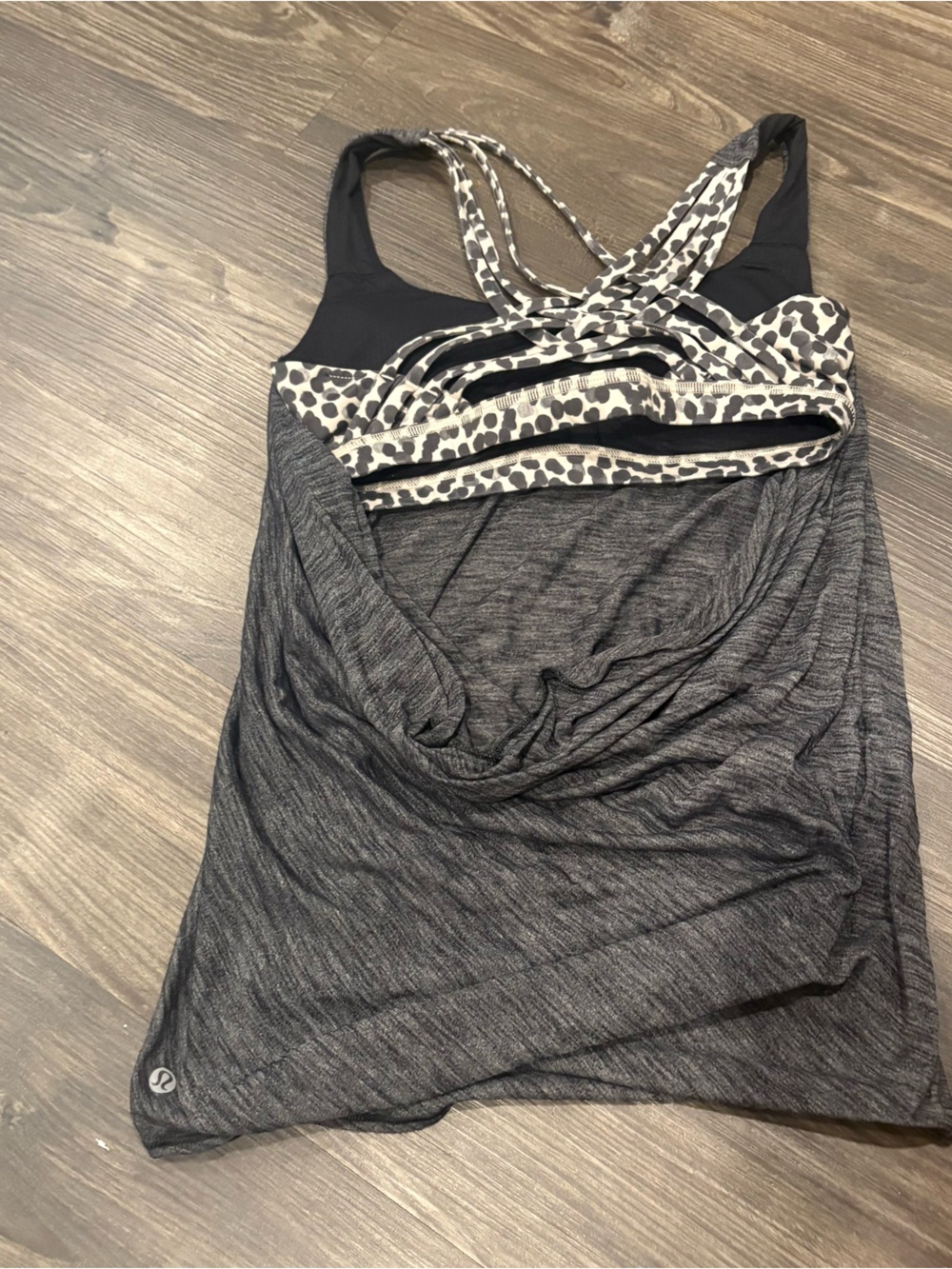 Lululemon Charcoal Gray Women’s Athletic Tank with Leopard-Print Straps